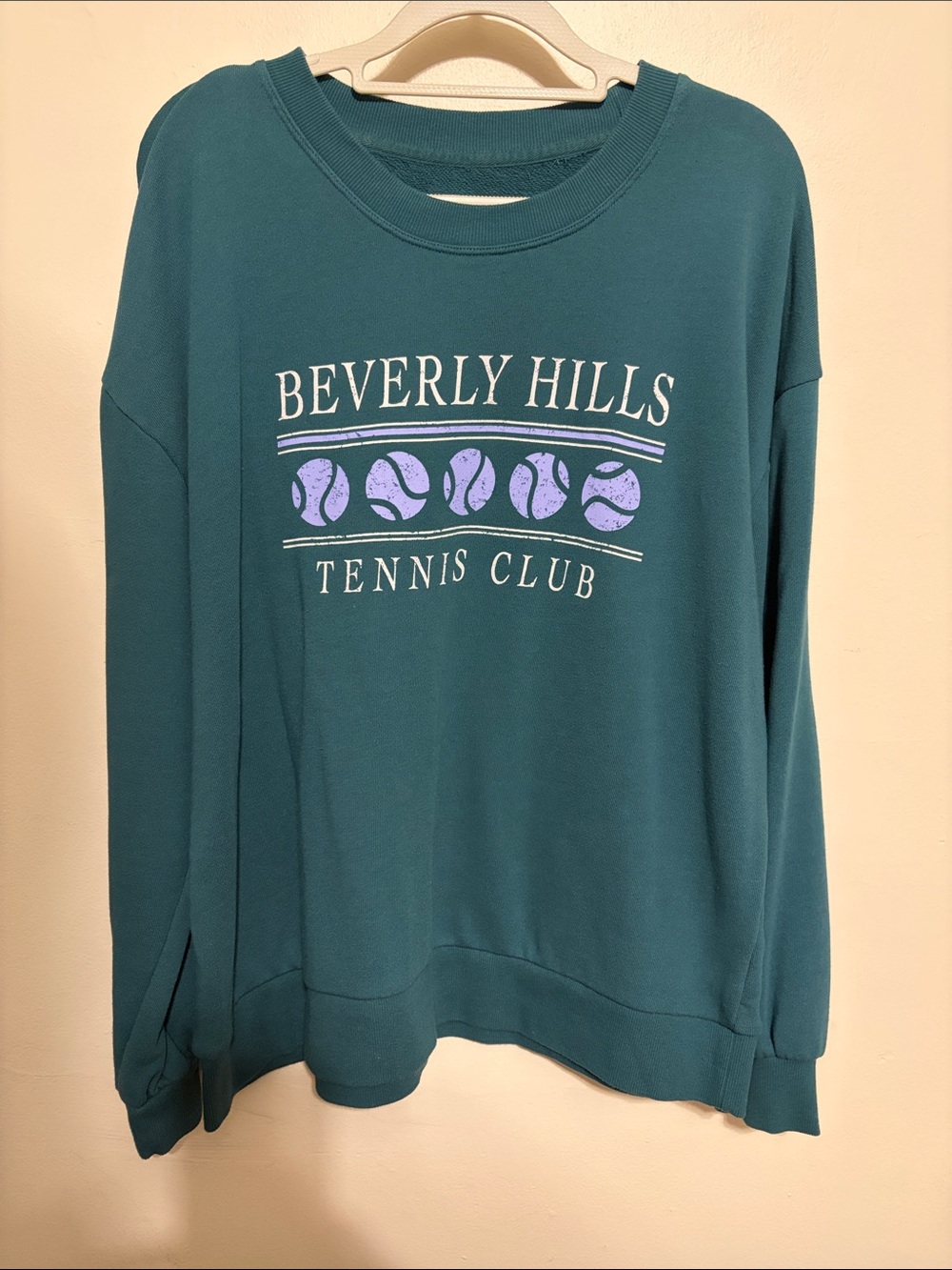C&C California Teal Crewneck Sweatshirt with Lavender Tennis Graphic